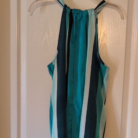 Worthington Aqua and Black Striped Halter Top NWT - Picture 3 of 4